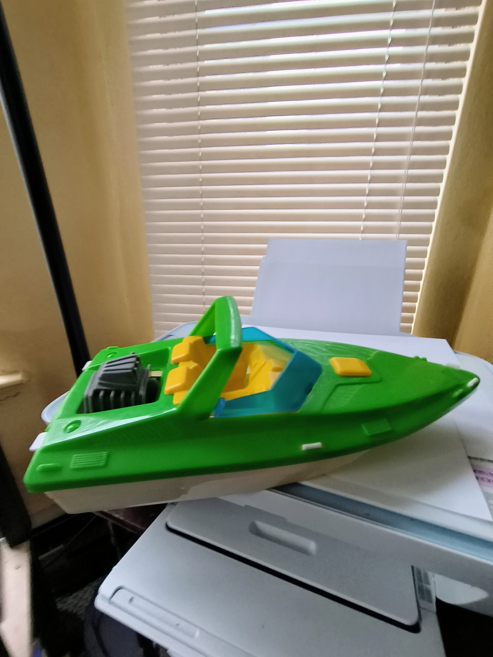 Green Kids Speed Boat Toy - Classic Ride-On Playboat 13 1/2 Long